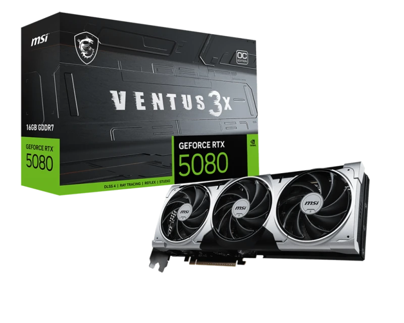 Image of MSI NVIDIA GeForce RTX 5080 16GB VENTUS 3X OC GDDR7 Graphics Card