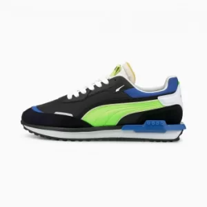 Image of Womens PUMA City Rider Electric Trainers, Black/Green Glare, size 10.5, Shoes