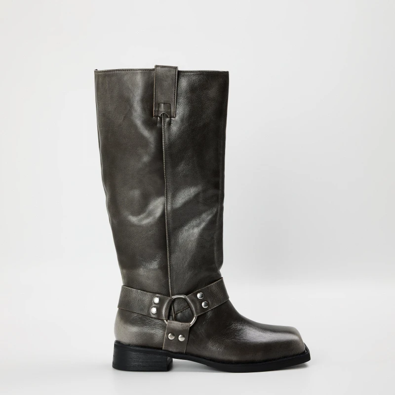 Image of Steve Madden Womens Rodeo Drive Knee High Boots Grey Distressed female 3 (36)