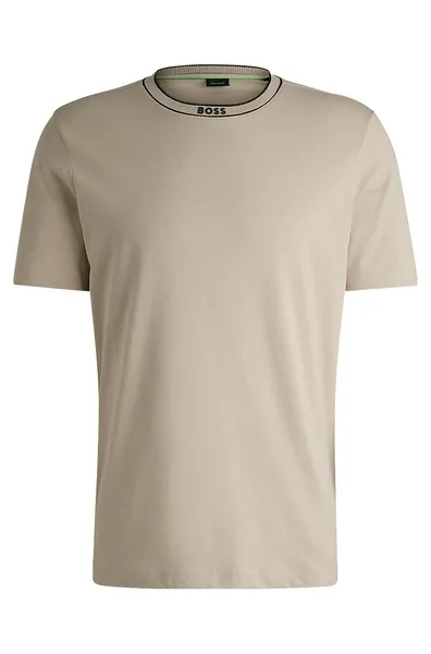 Image of BOSS Bodywear RN Logo-Print Cotton-Jersey T-Shirt - XXL Beige Tops male 50514914-255 XXL