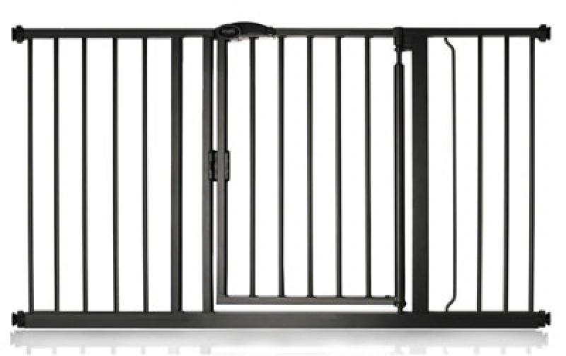 Image of Safetots Pressure Fit Self Closing Stair Gate, 132.6Cm - 139.6Cm, Matt Black, Auto Closing Baby Gate, Safety Barrier
