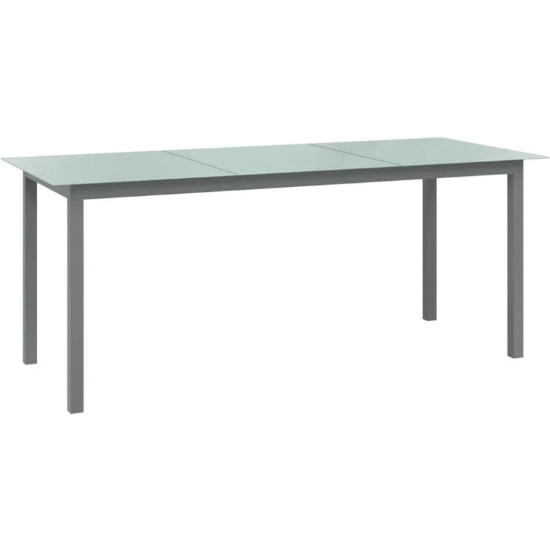 Image of vidaXL Garden Table Light Grey 190x90x74cm Aluminium and Glass, Grey 312205