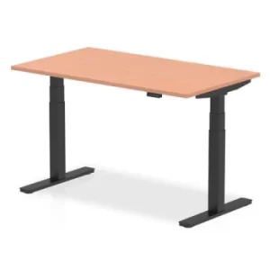 image of Air 1400 x 800mm Height Adjustable Desk Beech Top Black Leg