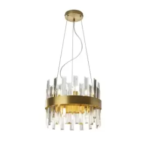 image of Schuller Grace 10 Light Pendant Ceiling Light Brushed Gold, Transparent, G9