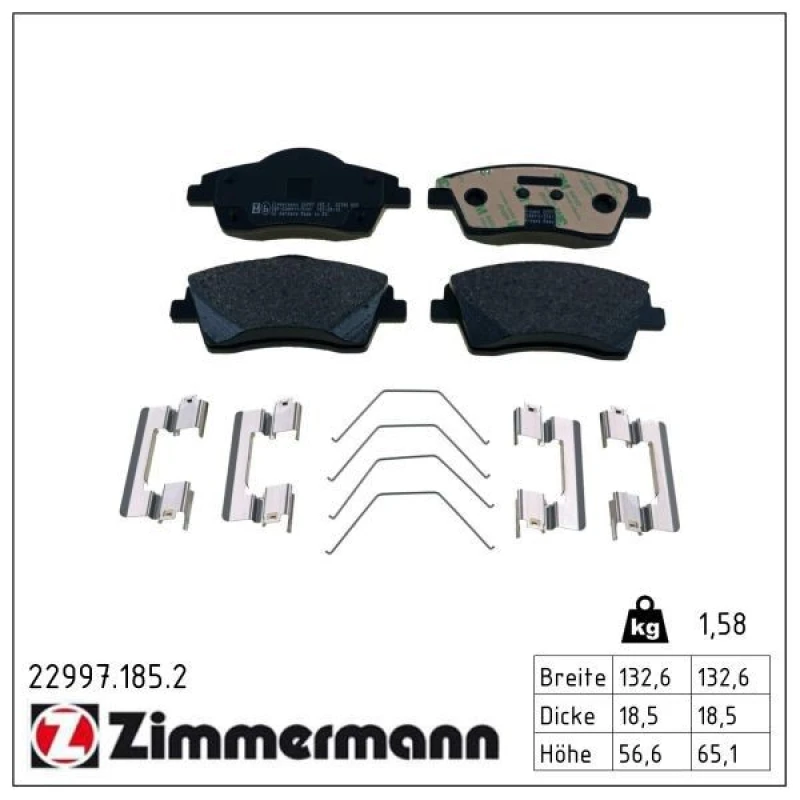 Image of ZIMMERMANN Brake pad set ZIMMERMANN 22997.185.2