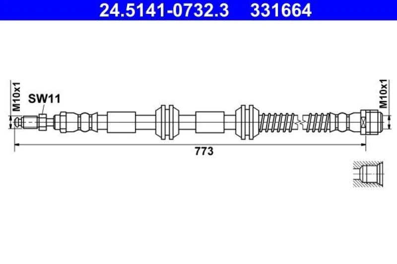 Image of ATE 24.5141-0732.3 Brake Hose Brake Hose (83)