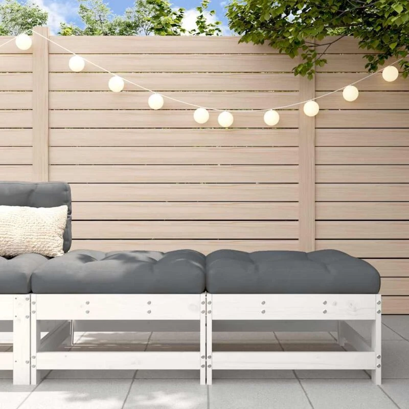 Image of VIDAXL Garden Footstools with Cushions 2pcs White Solid Wood Pine vidaXL 8720845802363