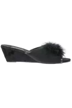 Image of Anne Jewelled Rosette Boa Mule Slippers