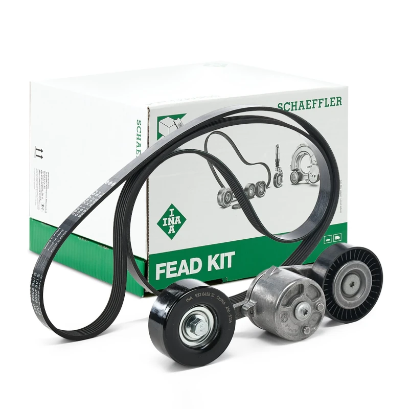 Image of INA 529 0218 10 V-ribbed belt set Check alternator freewheel clutch & replace if necessary V-Ribbed Belt Set (542)