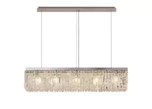 image of 102x9cm Rectangular Ceiling Pendant Chandelier, 5 Light E14, Polished Chrome, Crystal