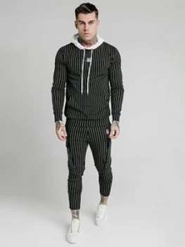Image of SikSilk Muscle Fit Overhead Hoodie - Black/White, Size XS, Men