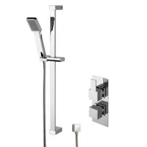 image of Nuie Concealed Square Thermostatic Twin Valve & Kit Chrome