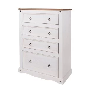 Image of Halea 4-Drawer Pine Chest - White