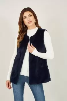 image of Navy Faux Fur Gilet