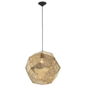 Image of Merano - Hampshire 32cm Pendant Ceiling Light Gold Stainless Steel Black Fabric Wire LED E27