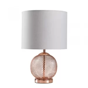 image of Regina Copper Touch Table Lamp with Cool Grey Reni Shade