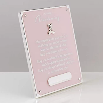 image of Bambino Pink 'On Your Christening' Plaque - Engraving Plate