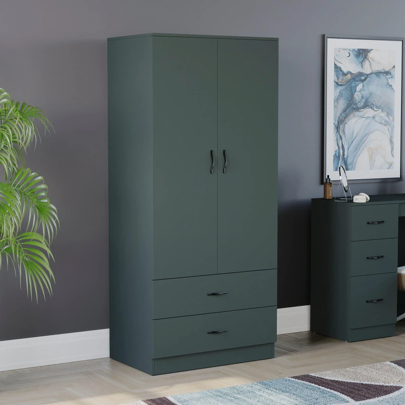 Image of Lassic Vida Designs Riano 2 Door 2 Drawer Wardrobe Jasper Green unisex 2+2