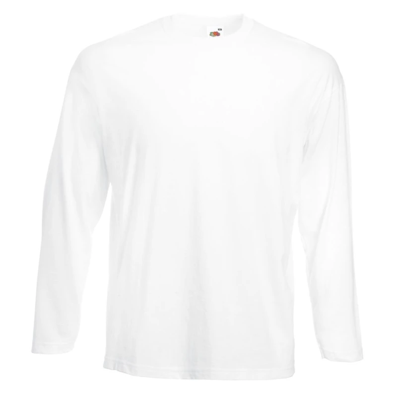 Image of Fruit Of The Loom Fruit of the Loom Men Value Long-Sleeved T-Shirt in White Size: Small White S Male 5063425966042