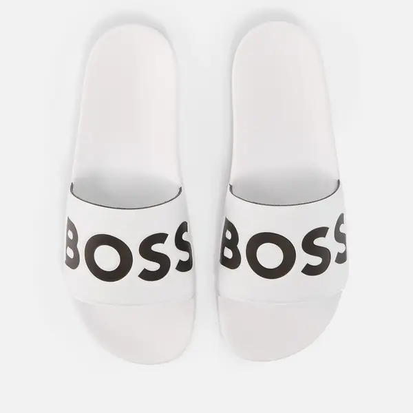 Image of BOSS Mens Aryeh Rubber Sliders - UK 11 White Sandals male 50505283-101 11