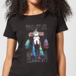Image of Rick and Morty Where Are My Testicles Summer Womens T-Shirt - Black
