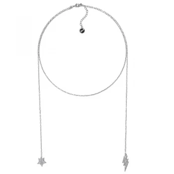 image of Ladies Karl Lagerfeld Silver Plated Hanging Star & Lighning Necklace