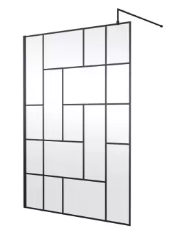 image of Hudson Reed 1400mm Abstract Frame Wetroom Screen - Matt Black