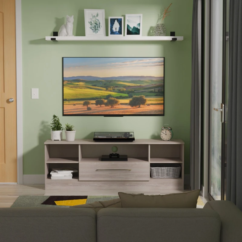Image of Ready Assembled 2 U Gloucester Wide 1 Drawer TV & Media Unit (Ready Assembled) in Light Grey Light Grey Unisex