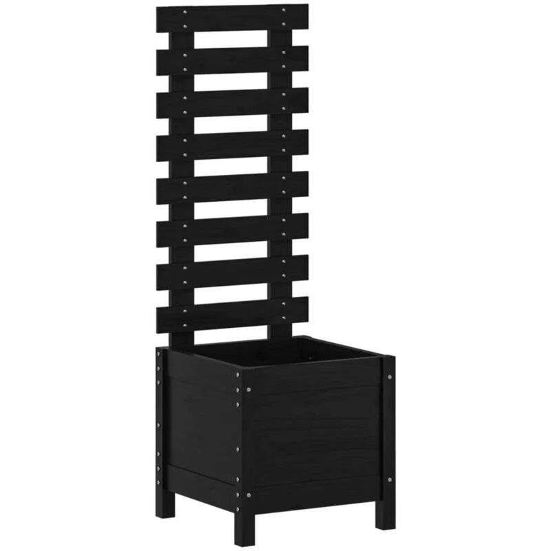 Image of vidaXL Garden Planter w/ Rack Black 39x39.5x114 cm, Black 832519
