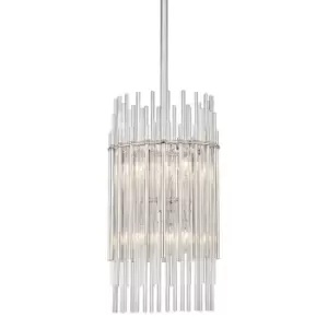 image of Wallis 6 Light Pendant Polished Nickel, Glass