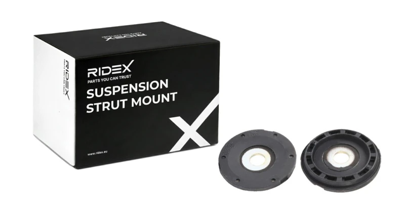 Image of RIDEX 1180S1056 Top strut mount Front axle both sides, without ball bearing Elastomer Suspension Strut Support Bearing (1180)