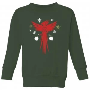 Image of Harry Potter Fawkes Kids Sweatshirt - Forest Green - 9-10 Years