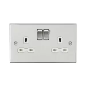 Image of Knightsbridge - 13A 2G dp Switched Socket with White Insert - Square Edge Brushed Chrome