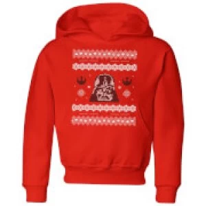 Image of Star Wars Darth Vader Knit Kids Christmas Hoodie - Red - 11-12 Years