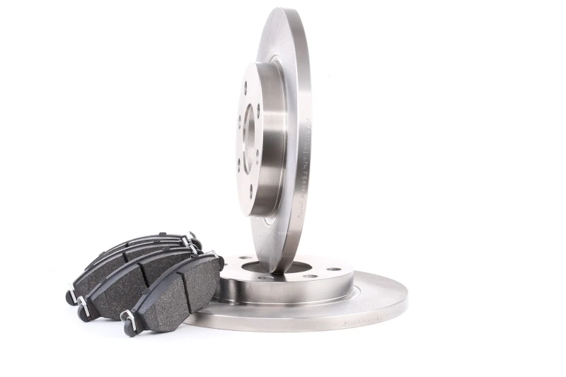 Image of RIDEX 3405B0027 Brake disc and pads set Front Axle, Brake Disc Type: Solid, excl. wear warning contact Brake Set,disc brakes (3405)