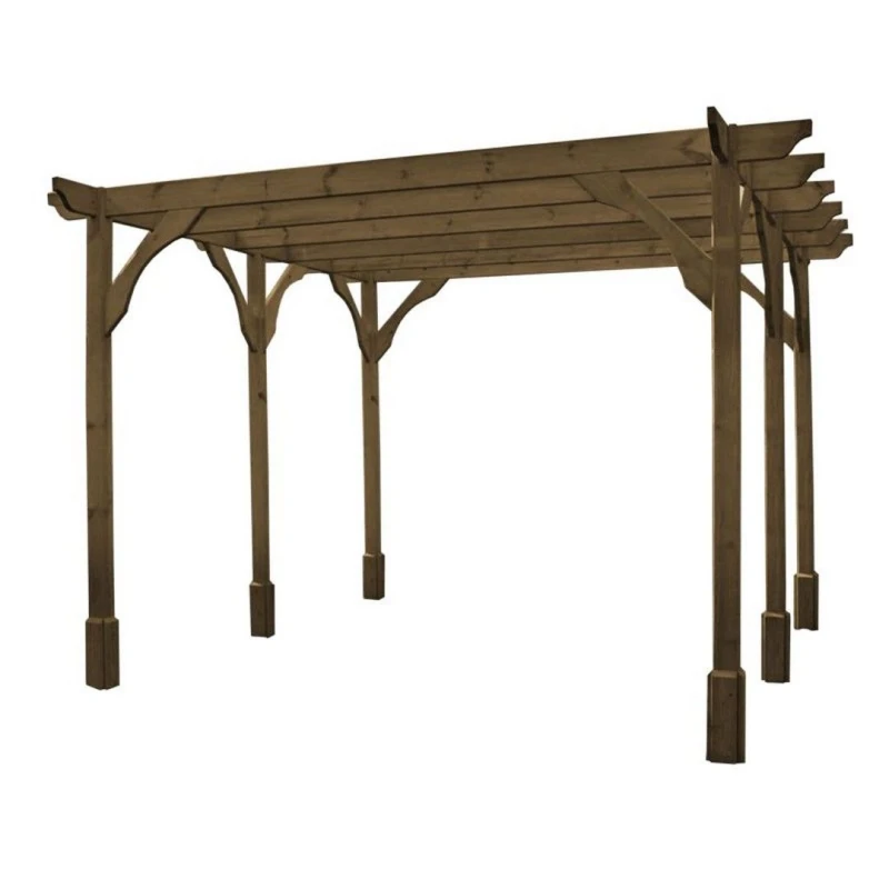 Image of Rutland County Garden Furniture Ltd Premium Pergola 6 Post - L480 x W480 x H270cm - Rustic Brown Brown Unisex