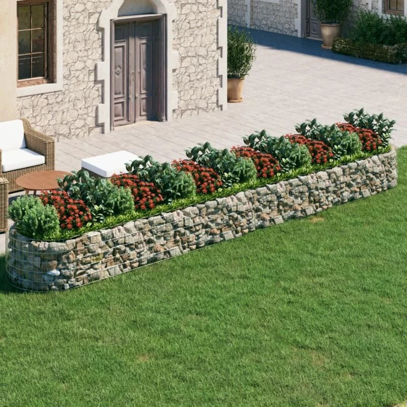 Image of vidaXL Gabion Raised Bed Galvanised Iron 600x100x50 cm, Silver 152044