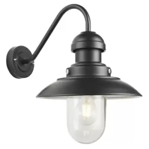 Image of Endon Collection Lighting - Endon Hereford Traditional Outdoor Dome Wall Light Matt Black Glass Shade, IP44