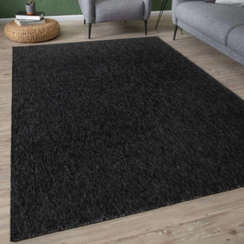 Image of THE RUGS Flex Collection Solid Design Low Pile Living Room Rugs in Dark Grey 1000DG Size: 80cm x 300cm Dark Grey Unisex 80cm x 300 cm