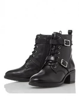 image of Dune London Paxtone 2 Ankle Boot, Black Leather, Size 3, Women