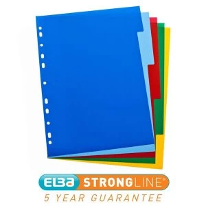 Image of Elba A4 Polypropylene Dividers Europunched 5 Part Multicoloured Single