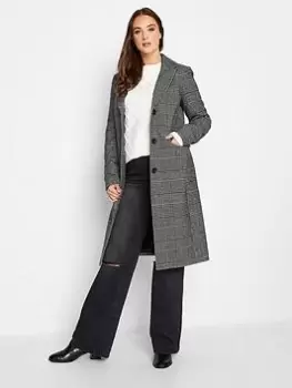 Long Tall Sally Check City Coat - Black/White, Size 12, Women