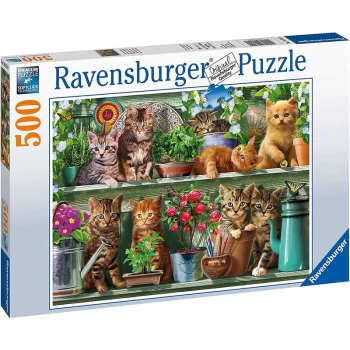 Image of Cats On The Shelf 500 Piece Jigsaw Puzzle - Ravensburger