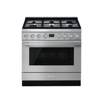 image of SMEG Portofino 90cm Pyrolytic Dual Fuel Range Cooker - Stainless Steel