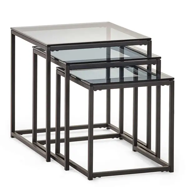 Image of Julian Bowen Chicago Nest Of 3 Tables Smoked Glass CHI011