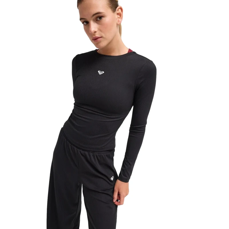 Image of Roxy Womens Long Sleeve Cross-Back T-Shirt Roxy Rise & Vibe Noir Female 2XL