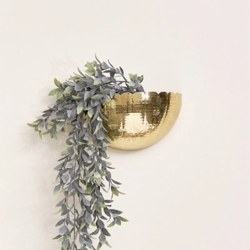 Image of Melody Maison Gold Scalloped Wall Planter Metallic Gold