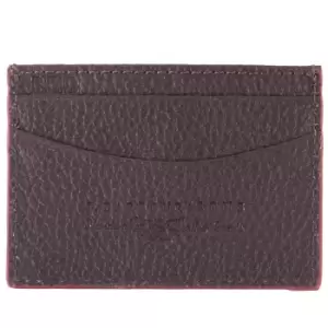 Image of Barbour Mens Grain Leather Card Holder Dk Brown One Size