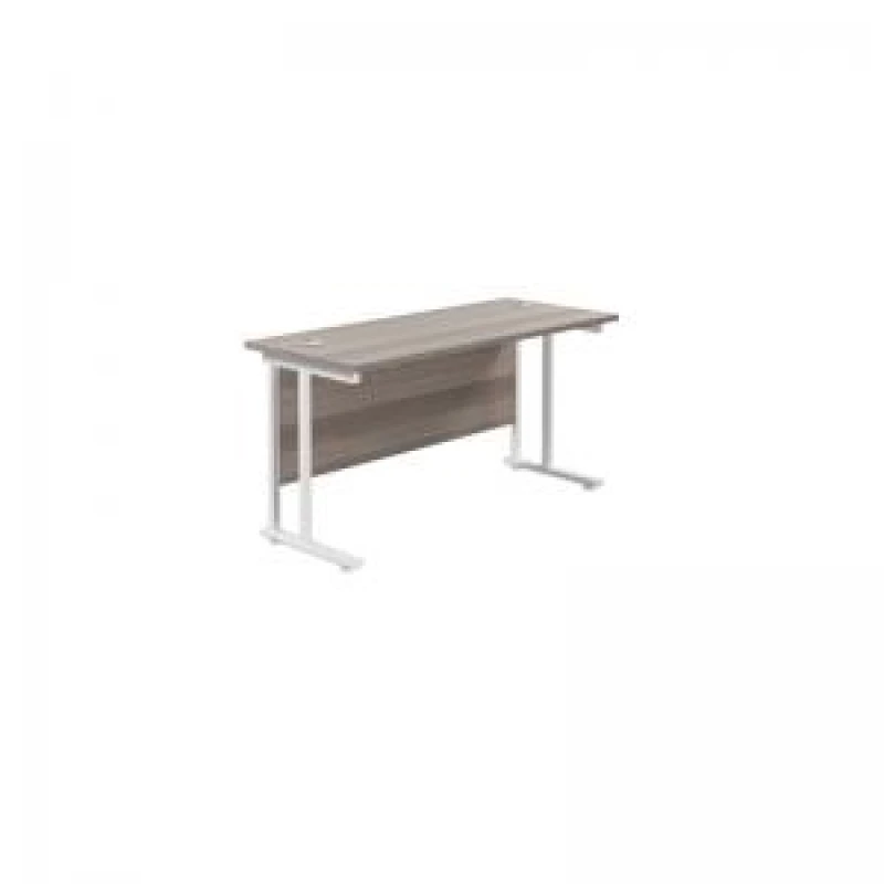 Image of Jemini Rectangular Cantilever Desk 1200x600x730mm Grey Oak/White KF806271