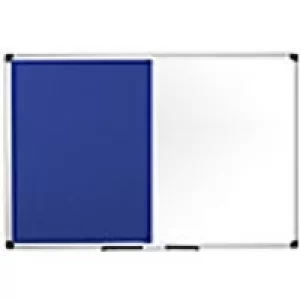 image of Bi-Office Wall Mounted Combi Board 1800 x 1200mm Blue Maya with Felt and Magnetic Steel Surface